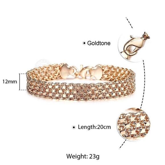 💎206💎 18K Gold Plated Rolo Chunky Link Bracelet - Picture 9 of 16